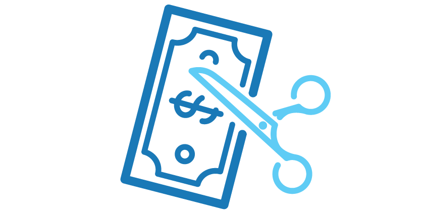 scissors cutting a dollar bill