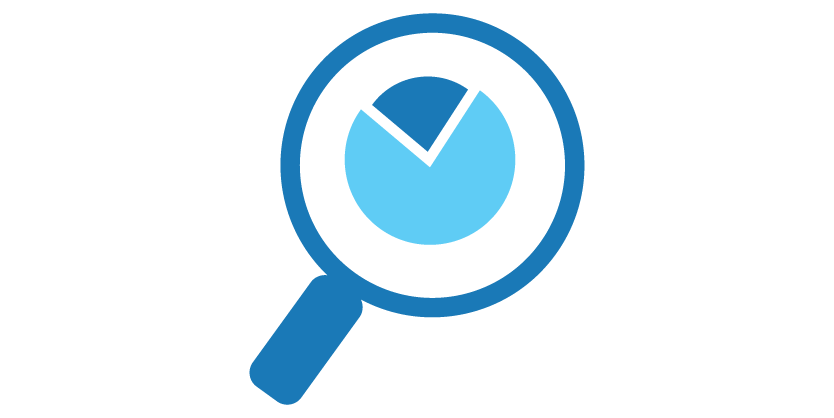 magnifying glass with pie chart