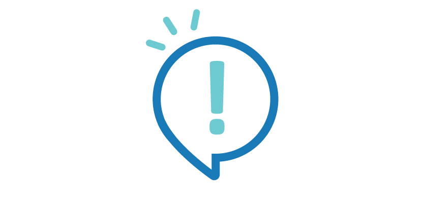 chat bubble with exclamation point