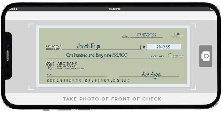 Phone depositing a check